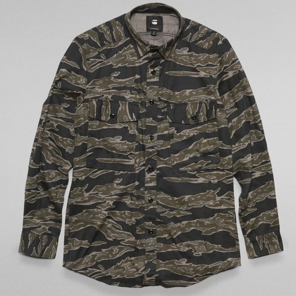 G-Star Raw Shirt Men’s Small Camouflage Type‎ C Straight Long Camo Shirt EUC - Picture 1 of 11